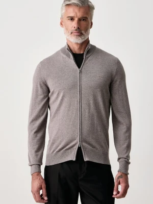 BOSS sweter rozpinany męski wełniany H-Balonso-L brązowy