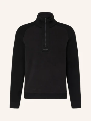 Boss Sweter Typu Troyer Teddy Z Mieszanki Materiałów schwarz