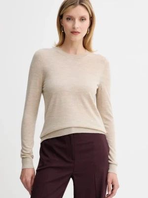 BOSS sweter wełniany damski kolor beżowy lekki 50544987