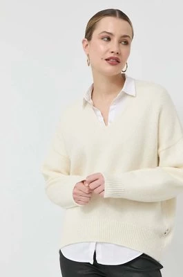 BOSS sweter wełniany damski kolor biały ciepły
