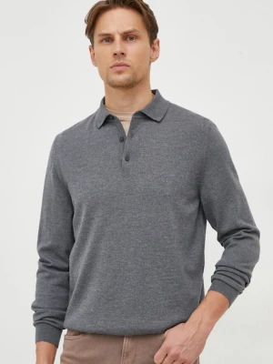 BOSS sweter wełniany kolor szary