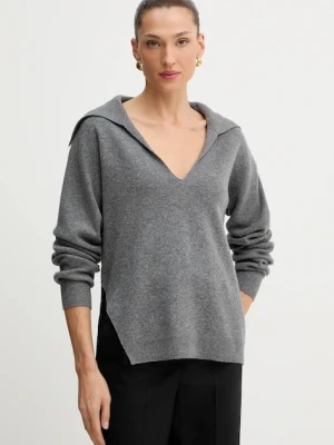 BOSS sweter wełniany kolor szary z golfem 50547882