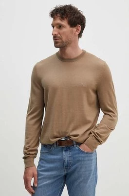 BOSS sweter wełniany męski kolor beżowy