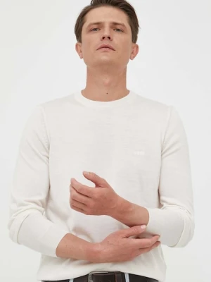 BOSS sweter wełniany męski kolor beżowy
