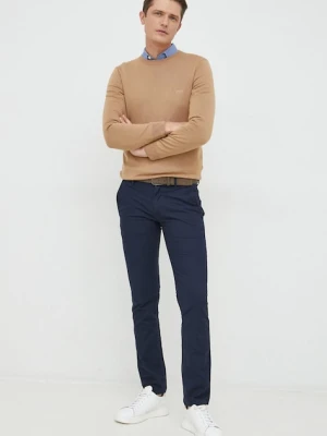 BOSS sweter wełniany męski kolor beżowy