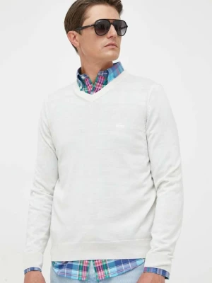 BOSS sweter wełniany męski kolor biały lekki