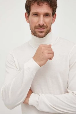 BOSS sweter wełniany męski kolor biały lekki z golferm 50468262