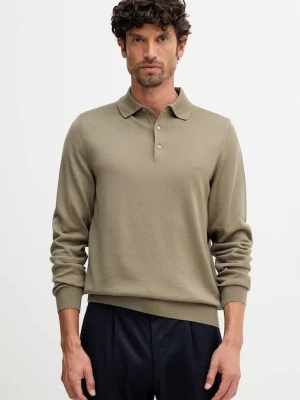 BOSS sweter wełniany męski kolor brązowy lekki