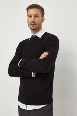 BOSS sweter wełniany męski kolor czarny lekki 50506035