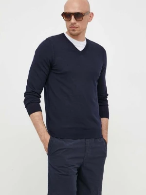 BOSS sweter wełniany męski kolor granatowy lekki 50468261