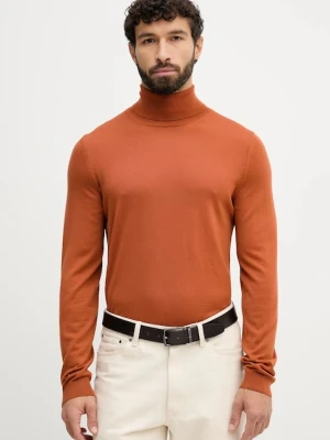 BOSS sweter wełniany męski kolor pomarańczowy lekki z golferm 50468262