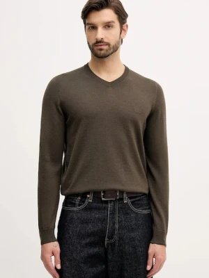 BOSS sweter wełniany męski kolor zielony lekki