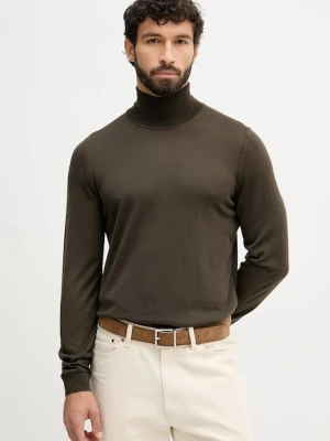 BOSS sweter wełniany męski kolor zielony lekki z golferm 50468262