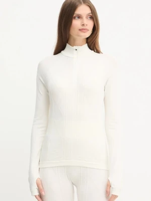 BOSS sweter z dodatkiem wełny damski kolor beżowy lekki z półgolfem 50544394