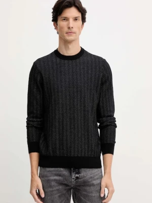 BOSS sweter z dodatkiem wełny męski kolor czarny lekki 50549985