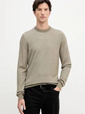 BOSS sweter z dodatkiem wełny męski kolor zielony lekki 50549985