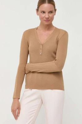 BOSS sweter z domieszką wełny damski kolor beżowy lekki