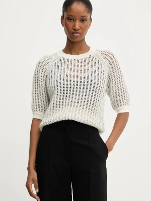 BOSS sweter z domieszką wełny damskie kolor beżowy 50546451