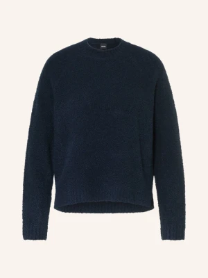 Boss Sweter Z Dzianiny Bouclé Febisana blau GRANATOWY