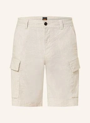 Boss Szorty Bojówki Sisla Relaxed Fit Z Lnem beige