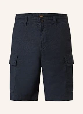 Boss Szorty Bojówki Sisla Relaxed Fit Z Lnem blau