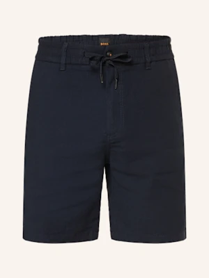 Boss Szorty Chinosy Tapered Fit Z Lnem blau