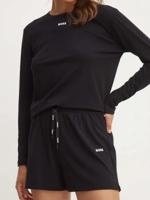 BOSS szorty lounge kolor czarny gładkie high waist