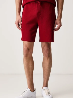 BOSS szorty lounge męskie z bawełną Waffle Shorts czerwony