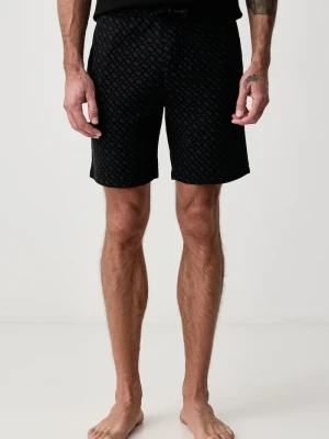 BOSS szorty piżamowe męskie z bawełną WaffleAOP Shorts czarny