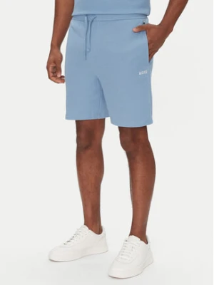 BOSS Szorty piżamowe Waffle Shorts 50535884 Błękitny Relaxed Fit