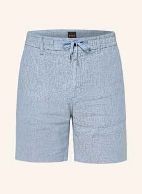 Boss Szorty Tapered Fit Z Lnem blau