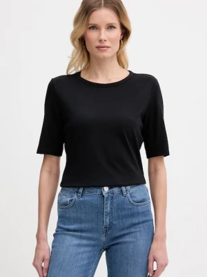 BOSS t-shirt basic damski z dodatkiem jedwabiu Evyta