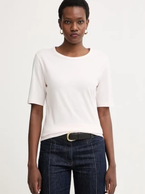 BOSS t-shirt basic damski z dodatkiem jedwabiu Evyta różowy