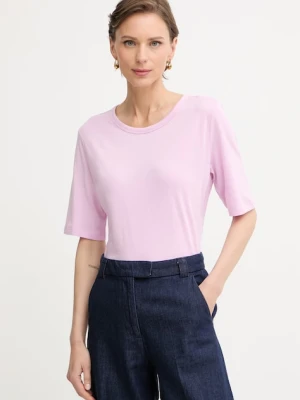 BOSS t-shirt basic damski z dodatkiem jedwabiu Evyta
