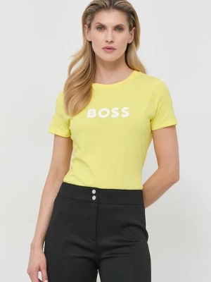 BOSS t-shirt bawełniany żółty