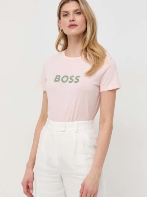 BOSS t-shirt bawełniany różowy