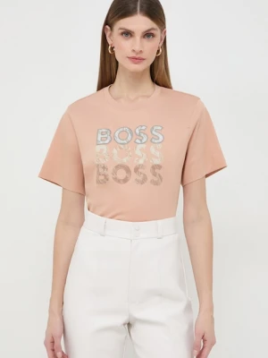 BOSS t-shirt bawełniany beżowy
