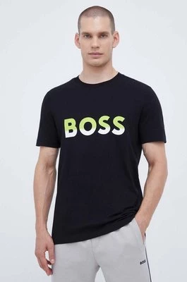 BOSS t-shirt bawełniany BOSS ATHLEISURE kolor czarny z nadrukiem BOSS Green