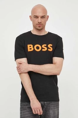 BOSS t-shirt bawełniany BOSS CASUAL kolor czarny z nadrukiem 50481923 Boss Orange