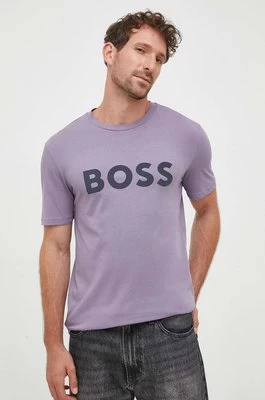 BOSS t-shirt bawełniany BOSS CASUAL kolor fioletowy z nadrukiem 50481923 Boss Orange