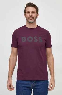 BOSS t-shirt bawełniany BOSS CASUAL kolor fioletowy z nadrukiem 50481923 Boss Orange