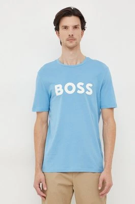 BOSS t-shirt bawełniany BOSS CASUAL kolor niebieski z nadrukiem 50481923 Boss Orange