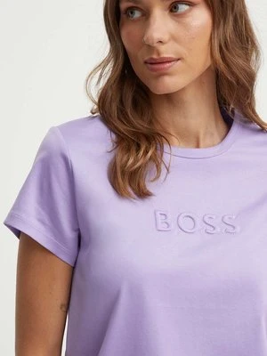 BOSS t-shirt bawełniany damski kolor fioletowy 50522209