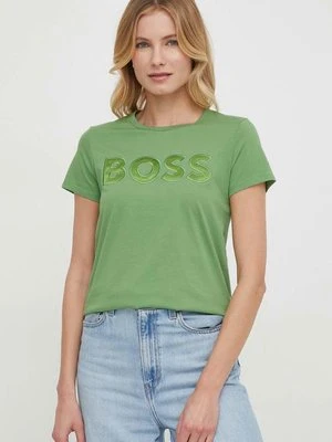 BOSS t-shirt bawełniany damski kolor zielony 50514967