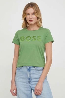 BOSS t-shirt bawełniany damski kolor zielony 50514967