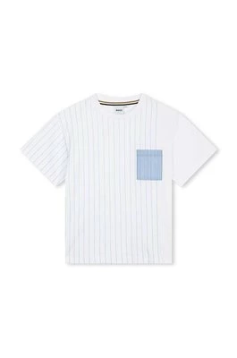 BOSS t-shirt bawełniany dziecięcy kolor biały wzorzysty