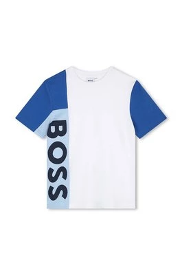 BOSS t-shirt bawełniany dziecięcy kolor biały z nadrukiem