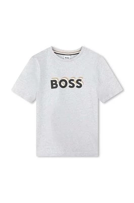 BOSS t-shirt bawełniany dziecięcy kolor szary z nadrukiem