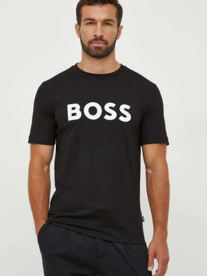 BOSS t-shirt bawełniany kolor czarny z nadrukiem 50495742