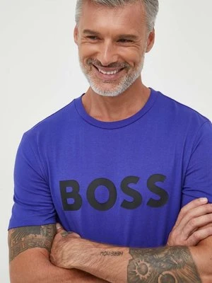 BOSS t-shirt bawełniany kolor fioletowy z nadrukiem 50495742